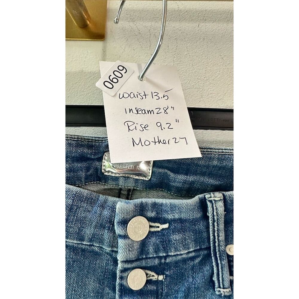609.  MOTHER Skinny Jeans Size 27 Multicolor Distressed Button Fly - Picture 2 of 7